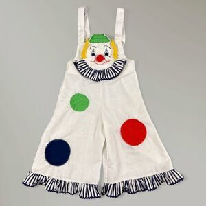 Vintage Nannette Clown Overalls 80s 90s Circus Outfit Size 18-24M read desc.
